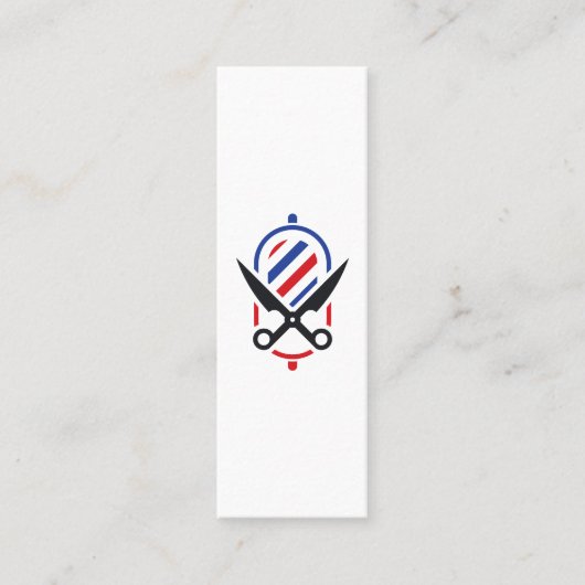 Barber Pole-Schere-Logo Mini Visitenkarte (Vorderseite)