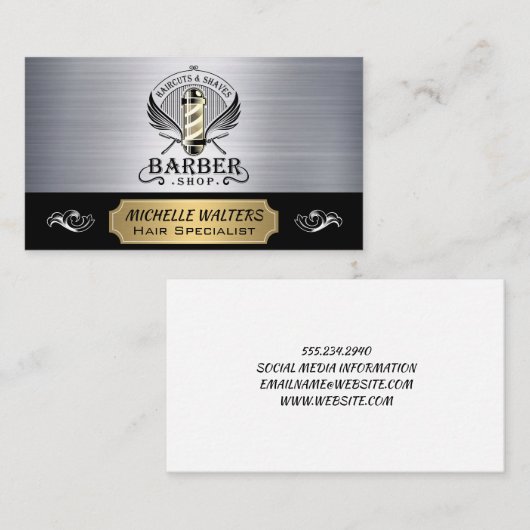 Barber Poles | Haarschnitt und Shaves Visitenkarte (Vorne/Hinten)
