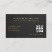 Barber QR-Code Schwarz Gold Professionell Visitenkarte (Rückseite)