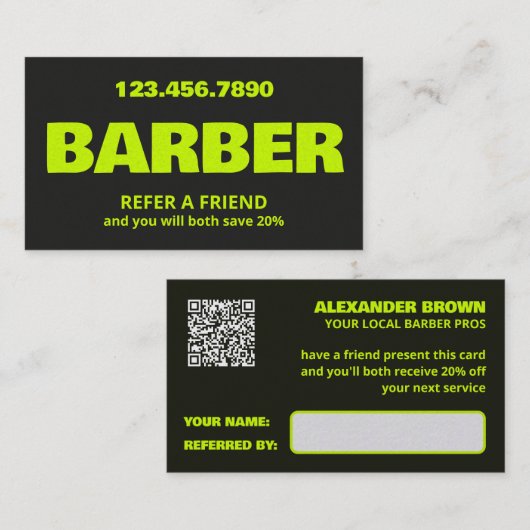 Barber QR Empfehlungskarte (Vorne/Hinten)