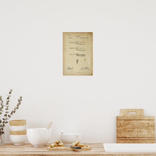 Barber Razor Antique Patent Poster Old LooK (Küche)