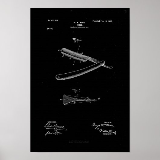 Barber Razor Patent Poster Print Artwork (Vorne)