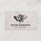 Barber Razor & Rose Logo Barbershop Friseur Stylis Treuekarte (Vorderseite)