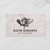 Barber Razor & Rose Logo Barbershop Friseur Stylis Visitenkarte (Vorderseite)
