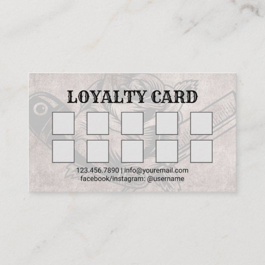 Barber Razor & Rose Logo Barbershop Haar Dunkel Treuekarte (Rückseite)