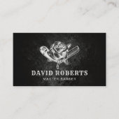 Barber Razor & Rose Logo Barbershop Haar Dunkel Treuekarte (Vorderseite)