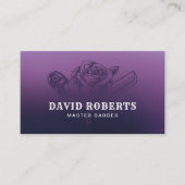 Barber Razor & Rose Logo Barbershop Lila Haar Visitenkarte (Vorderseite)