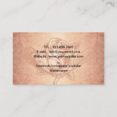 Barber Razor & Rose Logo Barbershop Rose Gold Hair Visitenkarte (Rückseite)