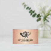 Barber Razor & Rose Logo Barbershop Rose Gold Hair Visitenkarte (Stehend Vorderseite)