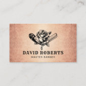 Barber Razor & Rose Logo Barbershop Rose Gold Hair Visitenkarte (Vorderseite)