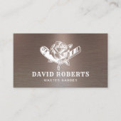 Barber Razor & Rose Logo Cool Copper Barbershop Visitenkarte (Vorderseite)