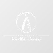 Barber Razor Simple White Logo Business Fensteraufkleber (Blatt)