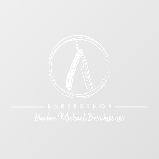 Barber Razor Simple White Logo Business Fensteraufkleber (Blatt)