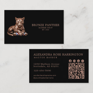 Barber Rose Gold Panther-Barbiergeschäft-QR-Code Visitenkarte