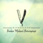 Barber Salon Razor Logo Business Fensteraufkleber (Blatt 3)