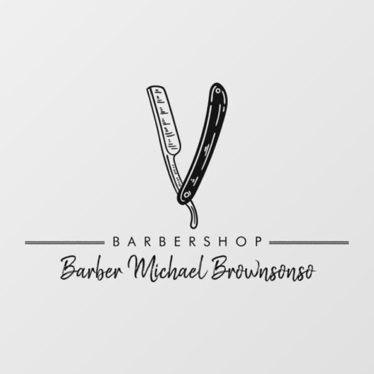 Barber Salon Razor Logo Business Fensteraufkleber (Blatt)