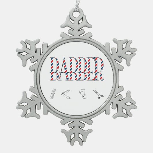 Barber Schneeflocken Zinn-Ornament (Vorderseite)