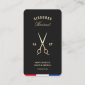 Barber Scissors Black Gold Red Blue White Visitenkarte (Vorderseite)