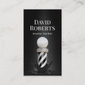 Barber Shop Barber Pole Elegantes Black Barbershop Visitenkarte (Vorderseite)