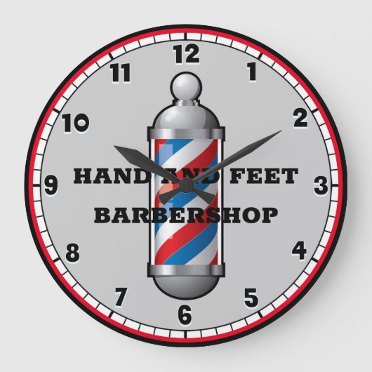 Barber Shop Barber Pole Große Wanduhr (Vorderseite)