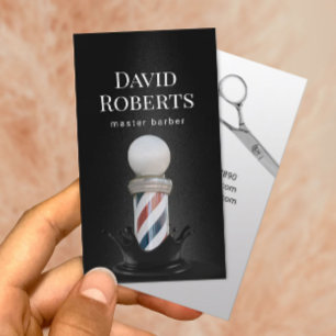 Barber Shop Barber Pole Modernes Black Barbershop Visitenkarte