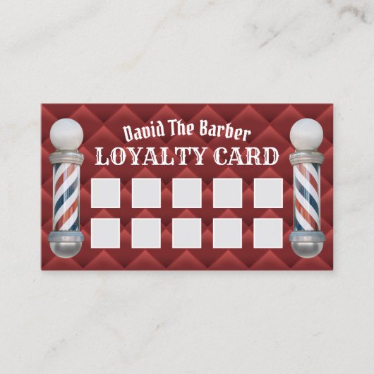 Barber Shop Barbershop Luxury Red Quilalty Treuekarte (Vorderseite)