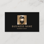Barber Shop Beard Man Haar Stylist Black & Gold Visitenkarte (Vorderseite)