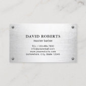 Barber Shop Beard Man Logo Metal Haar Stylist Visitenkarte (Rückseite)