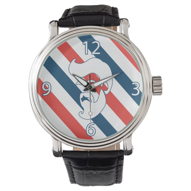 Barber Shop Bearted Man Watch Armbanduhr (Vorderseite)