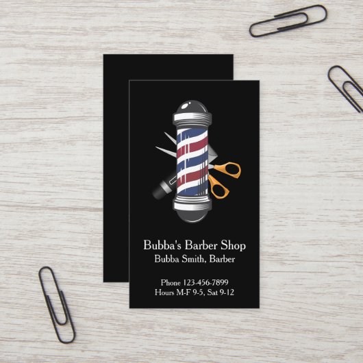 Barber Shop Business Card Visitenkarte (Vorderseite/Rückseite Beispiel)