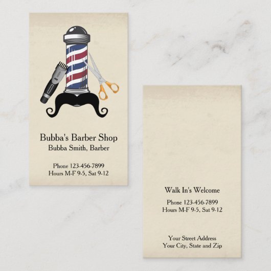 Barber Shop Business Card Visitenkarte (Vorne/Hinten)