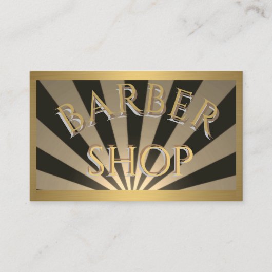 Barber Shop Card für Black and Gold Sun Rays Visitenkarte (Vorderseite)