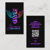 Barber Shop Crown Wings Neon Logo Beruflich Visitenkarte (Vorne/Hinten)