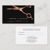 Barber Shop Friseur Black Copper Empfehlungskarte (Vorne/Hinten)