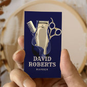 Barber Shop Friseur Navy Blue Gold Barbershop Visitenkarte