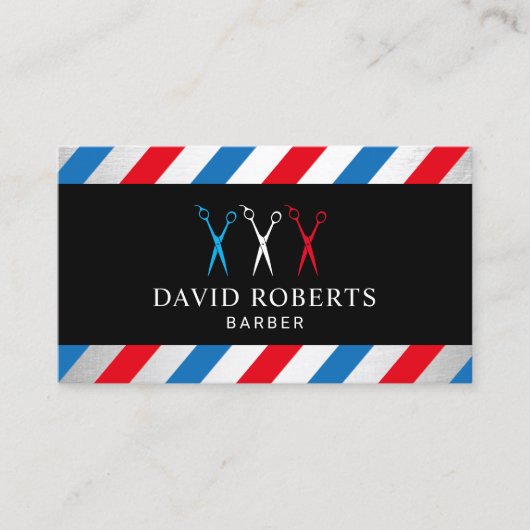 Barber Shop Friseur Stylist 3 Schere Barbershop Visitenkarte (Vorderseite)