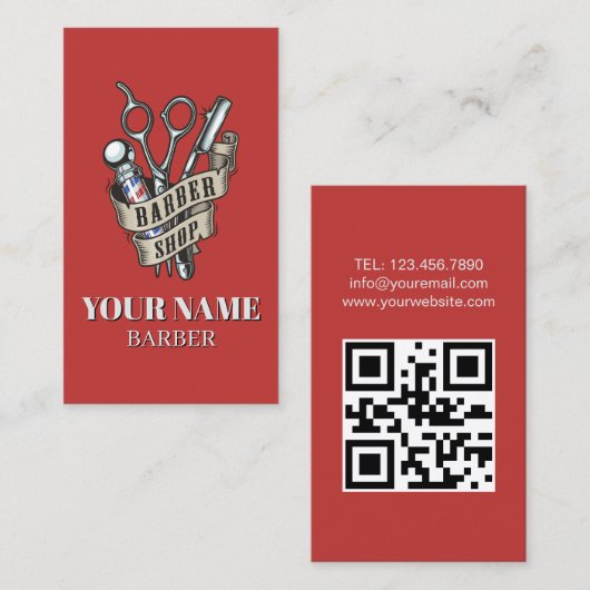Barber Shop Frisur Stylist Beruflich Barbershop Visitenkarte (Vorne/Hinten)