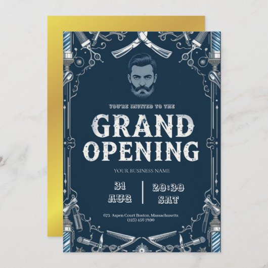 Barber Shop Grand Opening Einladung (Vorne/Hinten)