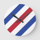 Barber Shop Haare Stylist Minimalistisch Blue Red Runde Wanduhr (Vorderseite)