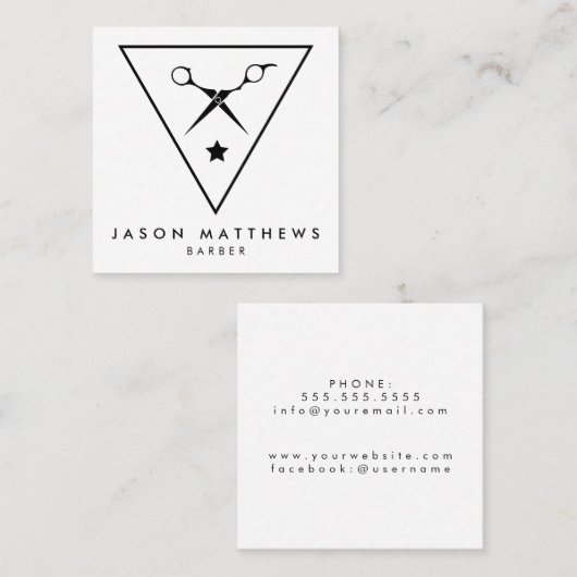 BARBER SHOP | Haarschnitt & Shave Quadratische Visitenkarte (Vorne/Hinten)