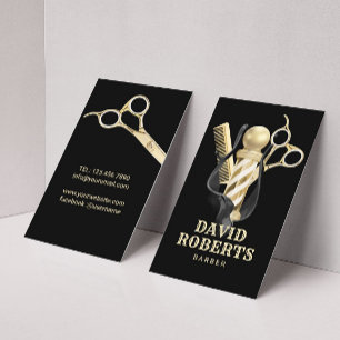 Barber Shop Hair Stylist Black & Gold Barbershop Visitenkarte