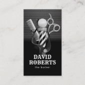 Barber Shop Hair Stylist Modernes Schwarzes Metall Visitenkarte (Vorderseite)
