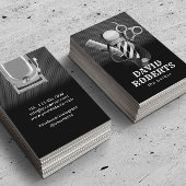 Barber Shop Hair Stylist Modernes Schwarzes Metall Visitenkarte