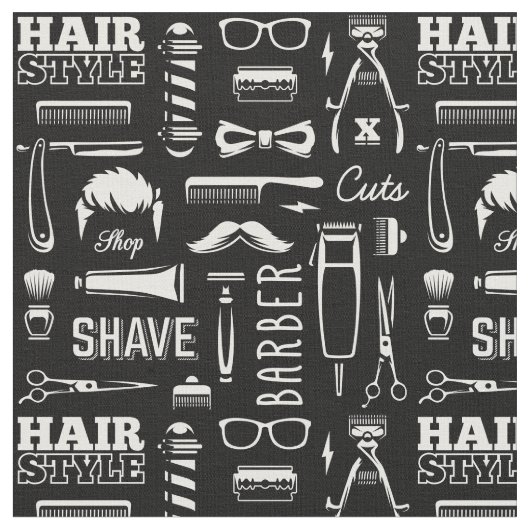 Barber Shop Hair Stylist Muster Stoff (Nahaufnahme)