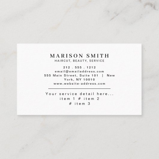 Barber Shop Hair Stylist Professional Barbershop Visitenkarte (Rückseite)