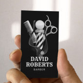 Barber Shop Hair Stylist Stilvoll Schwarz & Weiß Visitenkarte