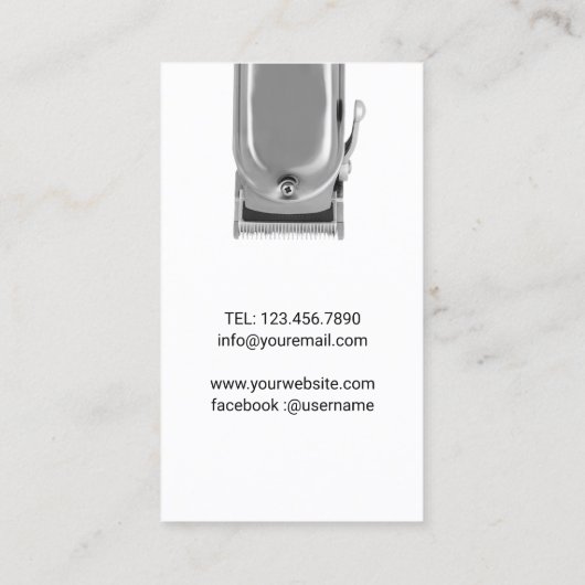 Barber Shop Hair Stylist Stilvoll Schwarz & Weiß Visitenkarte (Rückseite)
