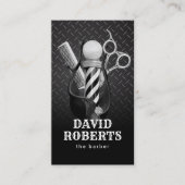 Barber Shop Hair Stylist Stilvolle Metallplatte Visitenkarte (Vorderseite)