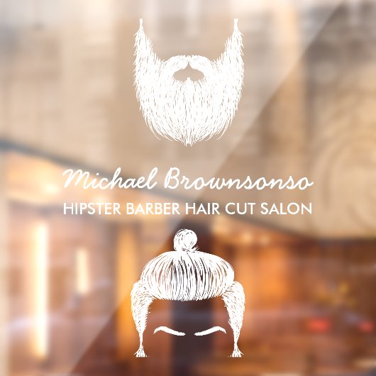 Barber Shop Hipster Bartmuskeln weiß Fensteraufkleber (Blatt 2)