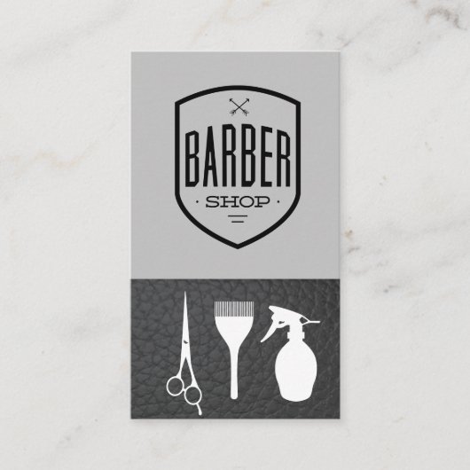 Barber Shop Leather | Business Card mit Shave-Blad Visitenkarte (Vorderseite)